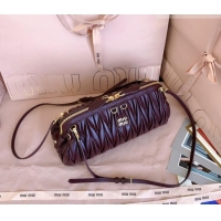 Promotional Miu Miu Caprice Matelassé Nappa Leather Clutch Shoulder Bag 5BF130 Burgundy 2026