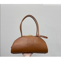 Shop Discount Miu Miu Beau Leather Bowling Bag 5BB193 Cognac Brown 2026