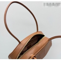 Shop Discount Miu Miu Beau Leather Bowling Bag 5BB193 Cognac Brown 2026