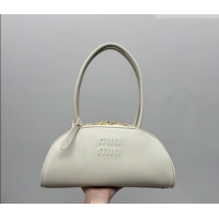 Top Quality Miu Miu Beau Leather Bowling Bag 5BB193 White 2026