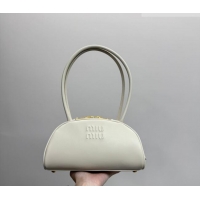Big Discount Miu Miu Beau Leather Bowling Bag 5BB192 White 2026