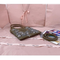 Cheapest Miu Miu IVY embroidered gabardine bag 5BA281 Olive 2026