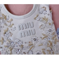 Good Product Miu Miu IVY embroidered gabardine bag 5BA281 White 2026
