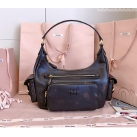 Luxury Cheap Miu Miu Pocket nappa leather hobo bag 5BC189 Coffee Brown 2026
