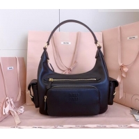 Reasonable Price Miu Miu Pocket nappa leather hobo bag 5BC189 Black 2026
