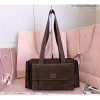 Top Design Miu Miu Pocket Suede Shoulder Bag 5BA178 Briarwood Brown 2026