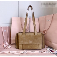Top Grade Miu Miu Pocket Suede Shoulder Bag 5BA178 Ecru Beige 2026