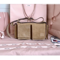 Super Quality Miu Miu Pocket Suede Shoulder Bag 5BA175 Ecru Beige 2026
