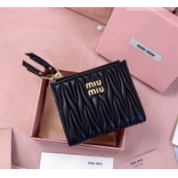Top Quality Miu Miu Matelasse Nappa Leather Pocket Wallet 5MV017 Black 2026