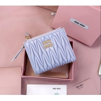 Famous Brand Miu Miu Matelasse Nappa Leather Pocket Wallet 5MV017 Blue 2026