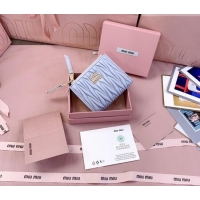 Famous Brand Miu Miu Matelasse Nappa Leather Pocket Wallet 5MV017 Blue 2026