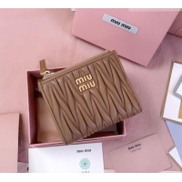 Big Discount Miu Miu Matelasse Nappa Leather Pocket Wallet 5MV017 Brown 2026