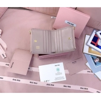 Big Discount Miu Miu Matelasse Nappa Leather Pocket Wallet 5MV017 Powder Pink 2026
