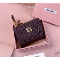 Top Grade Miu Miu Matelasse Nappa Leather Pocket Wallet 5MV017 Dark Burgundy 2026