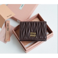 Top Design Miu Miu Matelasse Nappa Leather Small Wallet 5MV204 Briarwood Brown 2026
