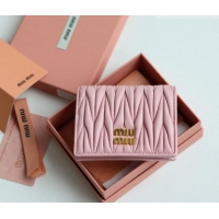 Luxury Discount Miu Miu Matelasse Nappa Leather Small Wallet 5MV204 Alabaster Pink 2026
