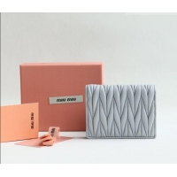 Well Crafted Miu Miu Matelasse Nappa Leather Small Wallet 5MV204 Light Blue 2026