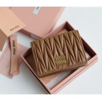 Low Cost Miu Miu Matelasse Nappa Leather Small Wallet 5MV204 Caramel Brown 2026