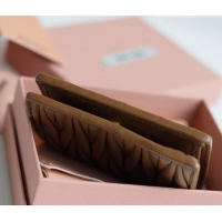 Low Cost Miu Miu Matelasse Nappa Leather Small Wallet 5MV204 Caramel Brown 2026