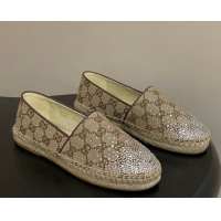Shop Cheap Gucci GG Canvas and Strass Flat Espadrilles GG121805 Beige 2026
