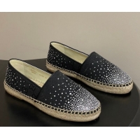 Luxury Gucci GG Canvas and Strass Flat Espadrilles GG121805 Black 2026