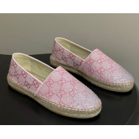 Buy Discount Gucci GG Canvas and Strass Flat Espadrilles GG121805 Pink 2026