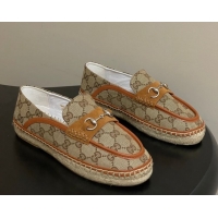 Best Grade Gucci GG Canvas Flat Espadrilles with Horsebit GG121901 Beige 2026