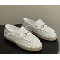 Good Quality Gucci GG Canvas Flat Espadrilles with Horsebit GG121901 White 2026