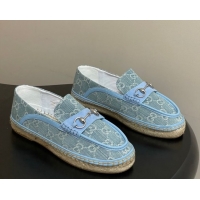 Top Design Gucci GG Canvas Flat Espadrilles with Horsebit GG121901 Blue 2026