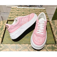 Luxurious Gucci GG Denim Platform Sneakers 4cm 676092 Light Pink 2026