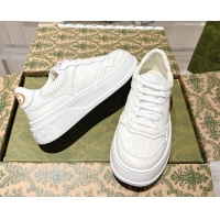 Pretty Style Gucci Maxi GG Calf Leather Platform Sneakers 4cm 676092 White 2026
