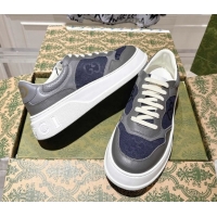 Best Product Gucci Men's Maxi-GG Canvas and Leather Platform Sneakers 4cm 676092 Blue/Grey 2026