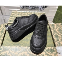 Most Popular Gucci Men's GG Canvas and Leather Platform Sneakers 4cm 676092 Black 2026