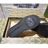 Shop Duplicate Gucci Maxi GG Leather Platform Sneakers 4cm 676092 Black/White 2026