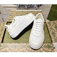 Low Cost Gucci GG Canvas and Leather Platform Sneakers 4cm 676092 White 2026