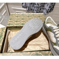 Cheap Price Gucci GG Canvas and Leather Platform Sneakers 4cm 676092 Grey/White/Green 2026