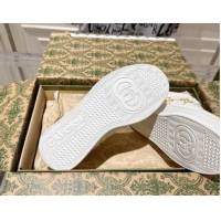 Shop Duplicate Gucci Maxi GG Canvas and Leather Platform Sneakers 4cm 676092 White/Gold 2026