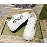 Top Design Gucci Maxi GG Canvas and Leather Platform Sneakers 4cm 676092 White/Black 2026