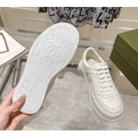 Discount Gucci Printed Leather Platform Sneakers 4cm White/Web 676092 2026