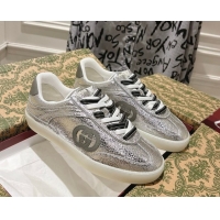Luxury Cheap Gucci G75 Sneakers in Metallic Leather Silver 857910 2026