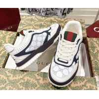 Grade Quality Gucci Re-Web Sneakers 4cm in GG Leather 785452 White/Dark Blue 2026