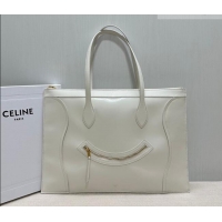 Best Price Celine Flat Cabas New Luggage Bag in Glossy Calfskin Leather 123963 White 2026