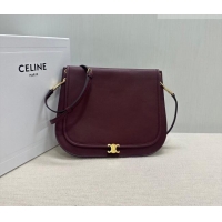 Top Quality Celine Besace Soft Triomphe in Supple Shiny Lambskin 123632 Burgundy 2025