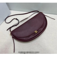 Top Grade Celine Halfmoon Soft Triomphe Bag in Supple Shiny Lambskin 124142 Burgundy 2025
