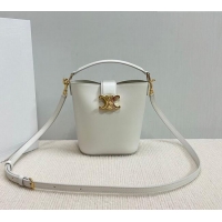 Luxury Discount Celine Mini Bucket Bag Louise in Smooth Calfskin Leather 10N473 White 2026
