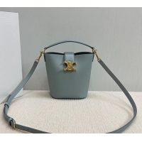 Top Quality Celine Mini Bucket Bag Louise in Smooth Calfskin Leather 10N473 Glacier Blue 2026