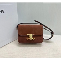 Top Quality Celine Teen Triomphe Mini Bag in Grained Nubuck Chestnut 188423 Brown 2026