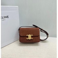 Top Quality Celine Teen Triomphe Mini Bag in Grained Nubuck Chestnut 188423 Brown 2026