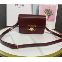 Promotional Celine Teen Triomphe Mini Bag in Shiny Calfskin Leather 188423 Burgundy 2026