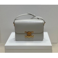 Good Taste Celine Teen Triomphe Mini Bag in Shiny Calfskin Leather 188423 Chalk White 2026